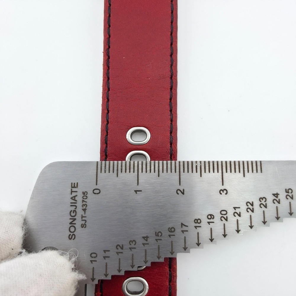 DISNEY 'American Cheese' Watch Mickey Mouse Red Leather‎ Silver Tone 44mm 8.5" - Picture 12 of 15
